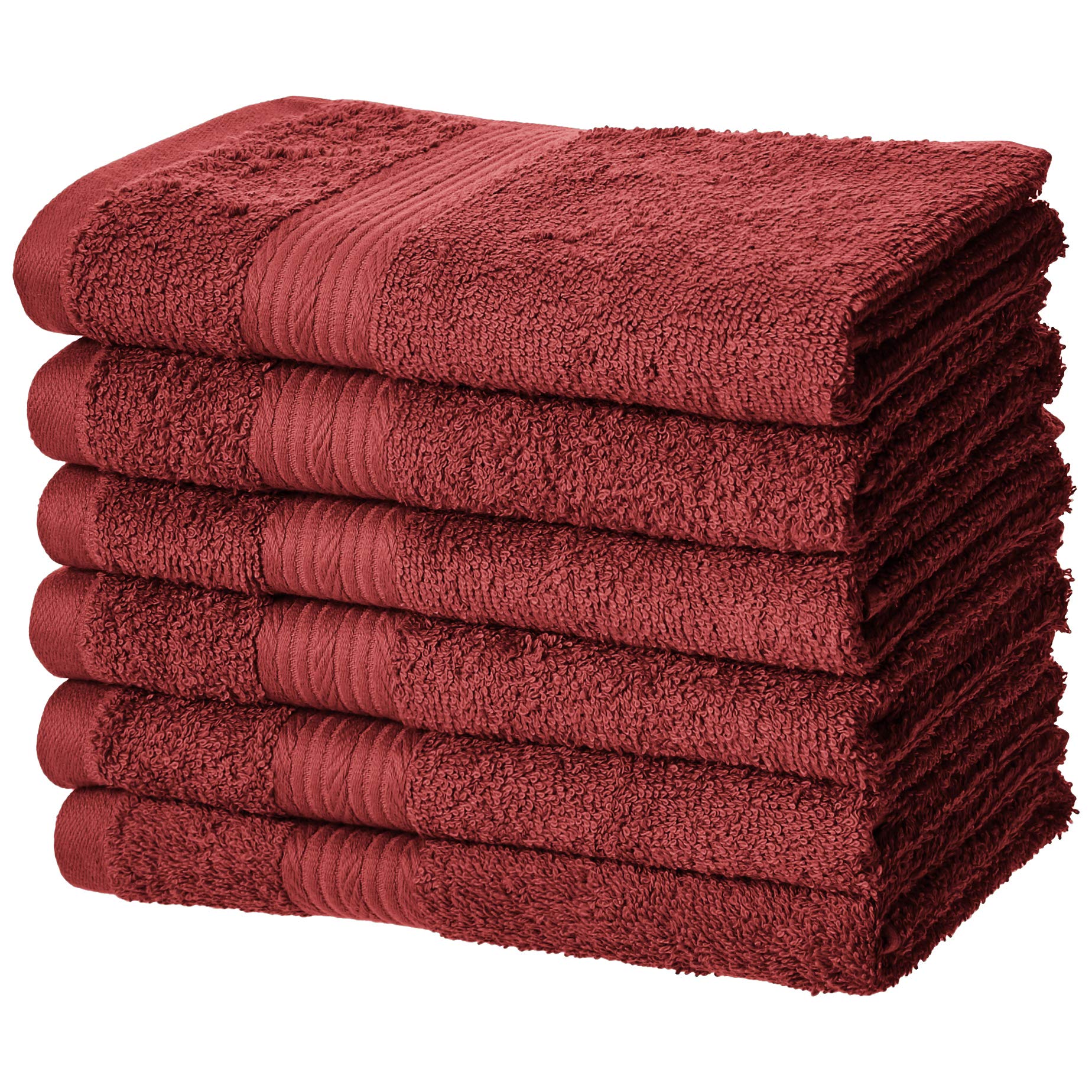 Amazon Basics 6-Piece Highly Absorbent Fade-Resistant Towel Set, 100% Cotton Towels for Bathroom, Soft, 2 Bath Towels, 2 Hand Towels, 2 Washcloths, Black