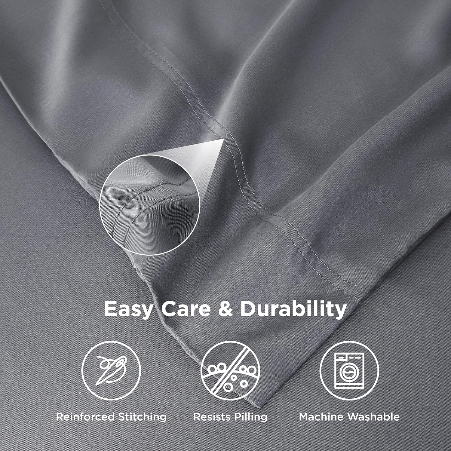 Bedsure Pillow Cases Queen, Cooling Pillow Cases, Rayon Derived from Bamboo Dark Grey Pillowcases Queen Size Set of 2, PureWoven & Soft Bedding Pillow Cover with Envelope Closure,Gifts, 20x30 Inches