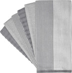 Premium Kitchen Towels (20”x 28”, 6 Pack) | Large Cotton Dish Towels | Flat & Terry Highly Absorbent Kitchen Linen Set with Hanging Loop | Gray